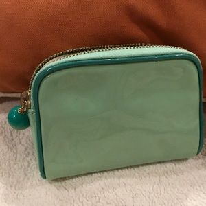 J. Crew green patent leather zip small bag